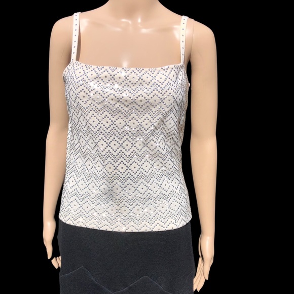 St. John ivory knit sleeveless top with silver beads and sparkle Sz s - Picture 13 of 13